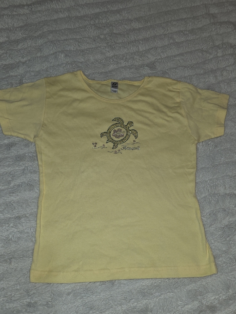 Yellow Short Sleeve Tee with Turtle Graphic